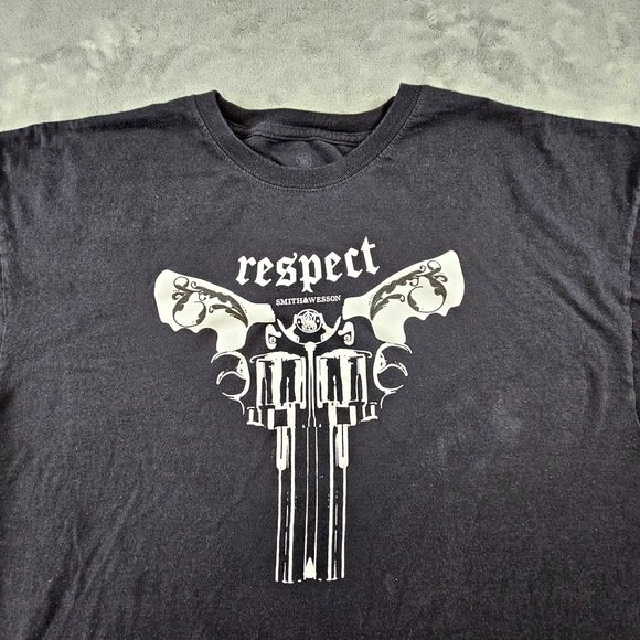 Smith & Wesson Shirt Men's 3XL Black Respect Revolver Graphic Print Short Sleeve - Picture 3 of 6